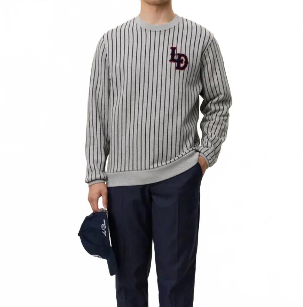 NEW LES DEUX patch pinstripe sweatshirt in grey melange